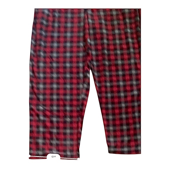 IZOD casual fleece pajama pants XL black and red plaid side pockets - Picture 7 of 11
